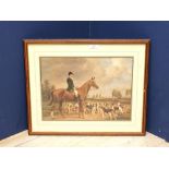 Framed & glazed print of the Duke of Beaufort with hounds