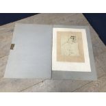 Edgar Degas lithograph portrait of a ballerina in mount, bearing a signature & inscribed in