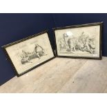 Early C19th 2 framed Satirical Political print illustrations