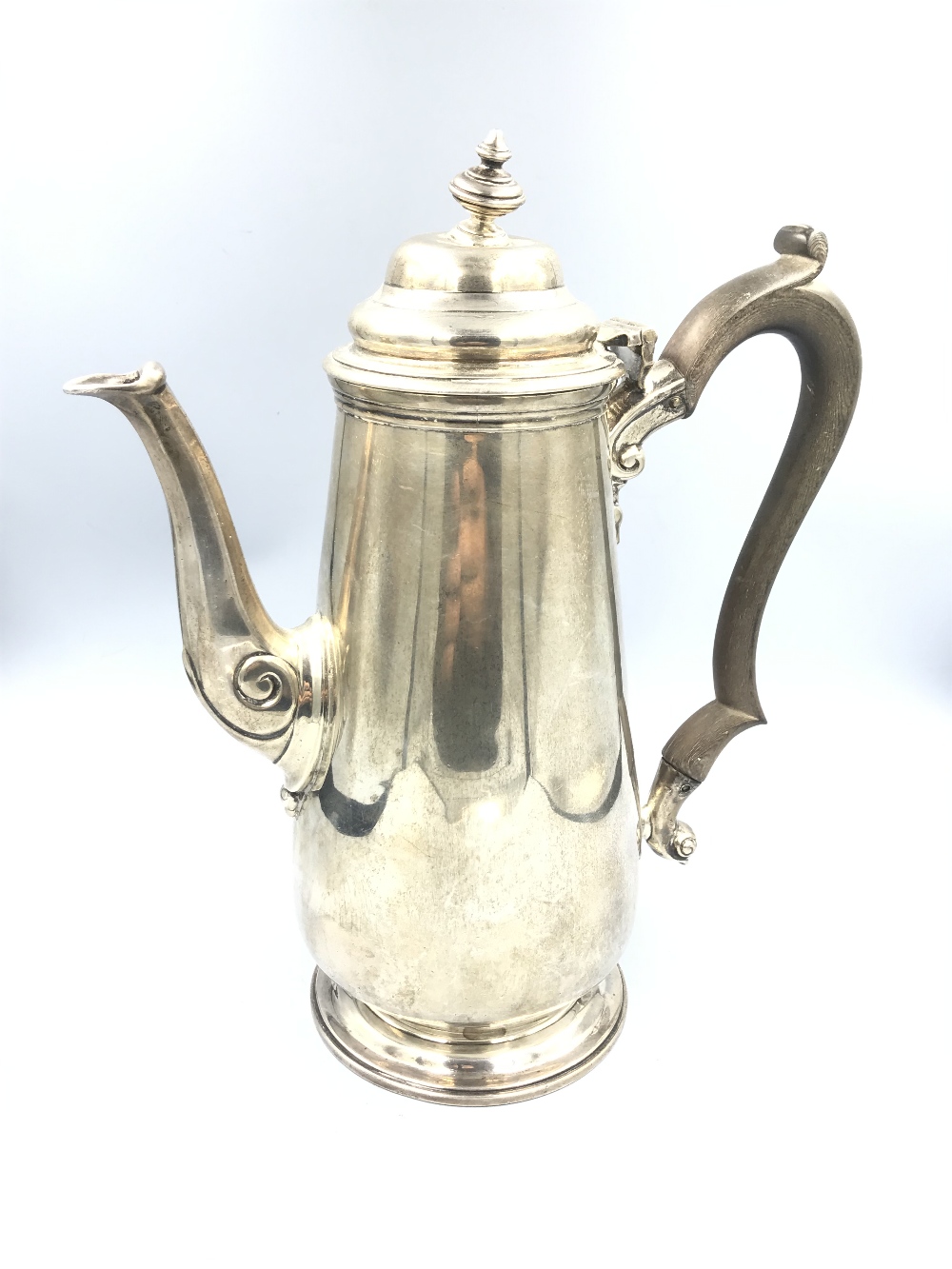 Hallmarked silver coffee pot London 1891 makers mark rubbed 20.5 ozt inc handle