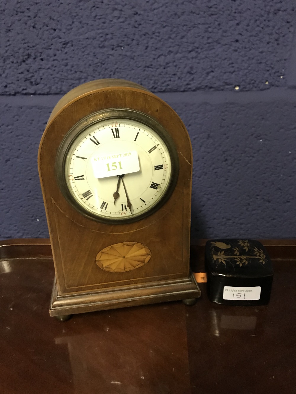 Edwardian desk clock & lacquer box