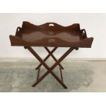 Mahogany Butlers tray on a stand 79cm