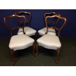 Set of 4 walnut Victorian balloon back dining chair recently re upholstered
