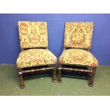 Pair of tapestry covered dining chairs