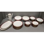 Good quality Bavarian dinner service decorated in gilt & claret rim on white ground