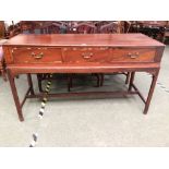 Cross banded mahogany spinetta converted to a side table with 3 drawers 162cm w