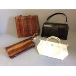 Rayne brown snake skin handbag, Longchamp bag & 2 others