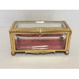 Bevelled glass with brass surrounds, small table top display case 24.5 x 11 x 12 cm
