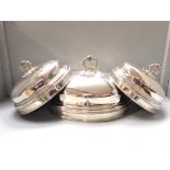Graduated set of 3 old Sheffield meat domes