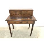 C19th Ladies writing desk with leather top & 4 stationary drawers over 1 long drawer 80 cm