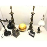 Various lamps & glass dome