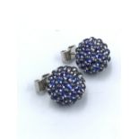 Pair of sapphire earrings in style of blackberries set in 18ct gold