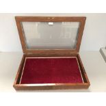 Victorian walnut display case with red velvet interior