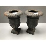 2 Victorian cast iron urns