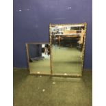 Bevelled glass wall mirror 60 x 55 cm in gilt frame & another 45 x 59 cm