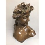 Cast bronze bust of a lady 50cm
