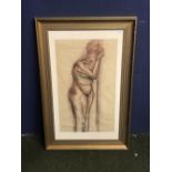 Louis Klein C20th sanguine pastel portrait of 'Nude Female' 66 x 38 cm