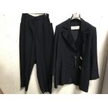 Tomasz Starzewski ladies 3 piece navy suit- jacket & trousers, skirt, & ladies 3 piece suit, black &