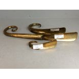3 x C19th brass shoe horns