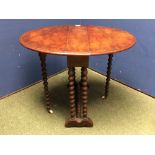 C19th barley twist drop leaf small mahogany Sutherland table