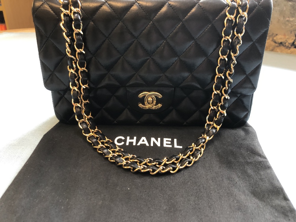 Chanel black quilted leather Classic bag, gold tone hardwear, burgundy leather interior, dust - Image 2 of 15