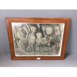 After Birds coloured lithograph 3 figures 32 x 45 cm in maple frame (frame with losses)