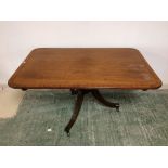 C19th cross banded light mahogany snaptop breakfast table 134 x 87 (distressed)