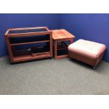 Light contemporary furniture to include, 3 tier side table, nest of 3 table, 'Hostess' trolley &