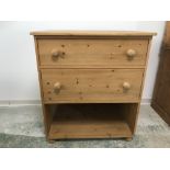 Pine chest of 2 drawers above an open shelf 81 x 66 x 92cm