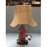 1920s Oriental style rose quartz lamp