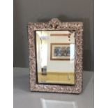 Sterling silver free standing mirror with bevelled glass plate 26 x 33 cm