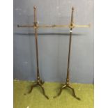 Pair of George III pole screens with fittings with wooden finials & splayed feet