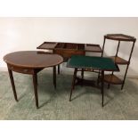 Crossbanded mahogany oval Pembroke table & a small inlaid mahogany fold over card table, C19th