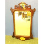 Georgian wall mirror in mahogany with gilt inner frame & motif 92 x 54 cm