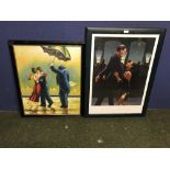 After Jack Vettriano romantic print & an oil painting beach scene various sizes