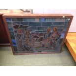 Biblical scene in stained glass , framed for back lighting 117 x 95 cm