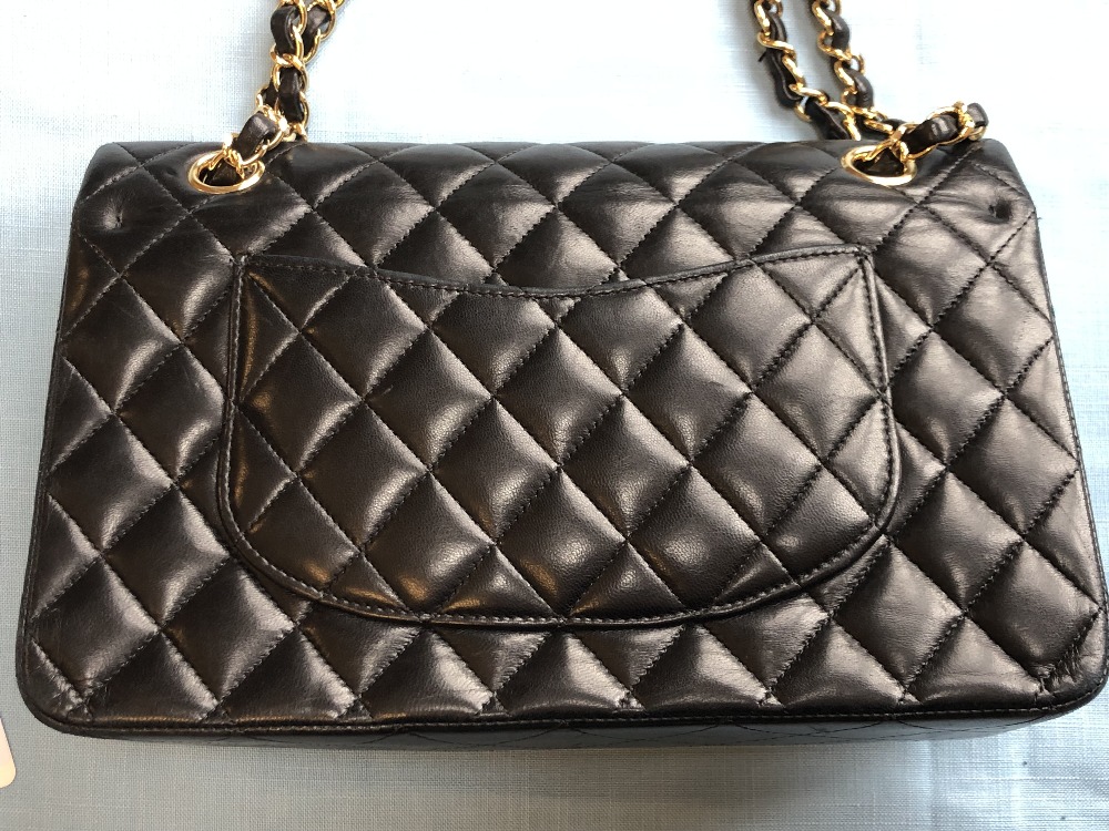 Chanel black quilted leather Classic bag, gold tone hardwear, burgundy leather interior, dust - Image 11 of 15