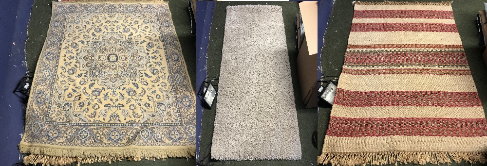 Natural coloured modern rug 120 x 70 cm, pink & natural coconut fibre rug 184 x 142 & wool rug in