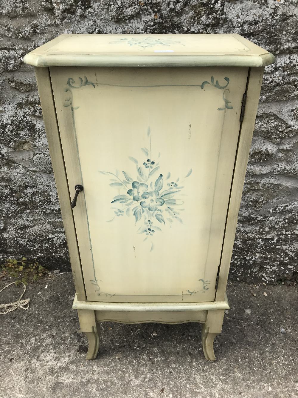 Modern painted yellow & green single door cupboard 96 cm