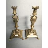 Pair of ormulu candlesticks decorated in the classical style 39 cm