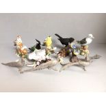 Porcelain & metal ware birds