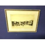 After Kenneth Holmes black & white etching 'Maltese Harbour Scene' signed in pencil on mount 22 x 35