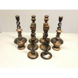5 Pairs of wooden candlesticks