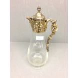 Victorian silver gilt mounted claret jug