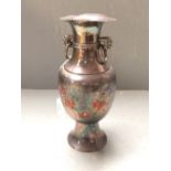 Chinese silver coloured & enamelled vase