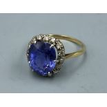 Colour change sapphire & diamond cluster ring 5.4 cts size N gcs certificate