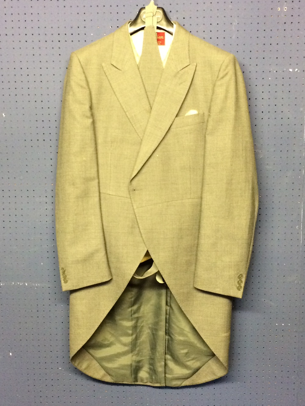 Grey 3 piece morning suit (44L) together with a coloured waistcoat