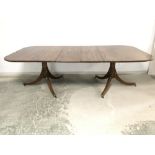 Mahogany pedestal dining table with extra leaves 150 cm closed, fully extended 370 cm
