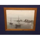 Painting by Eugene Bowman 'Eastern Harbour Scene' 48 x 69 cm