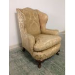Traditional deep seated winged armchair